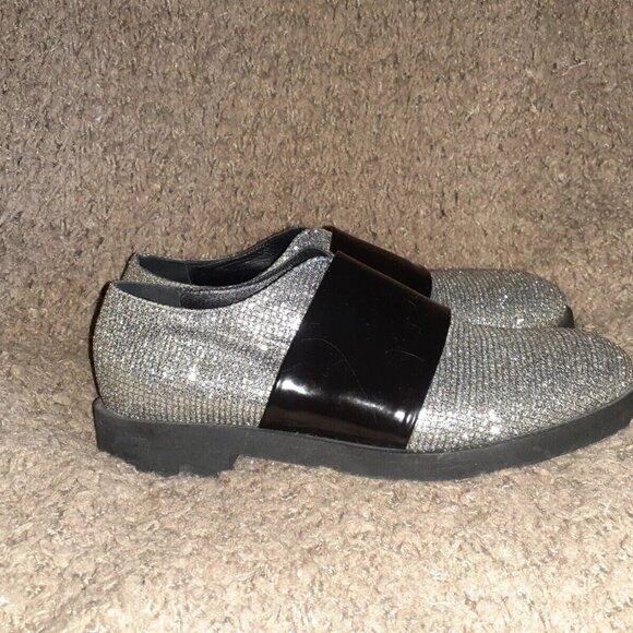 STRATEGIA-Diamante Crystal Jeweled-Black Patent Strap-Loafers-Sz 36-NWOB - Picture 4 of 7